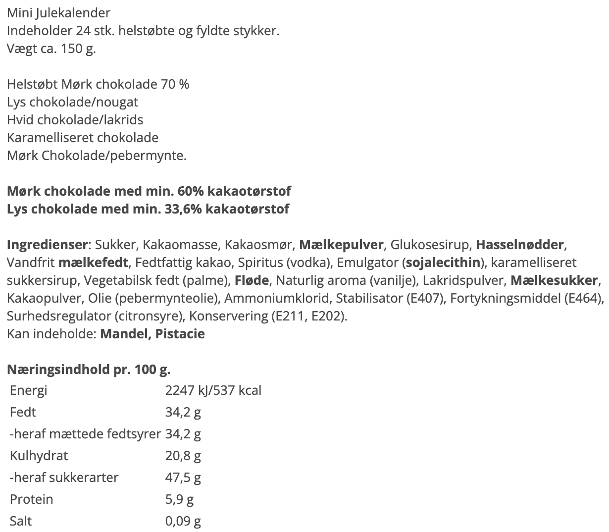 Aalborg Chokoladen - Julekalender mini
