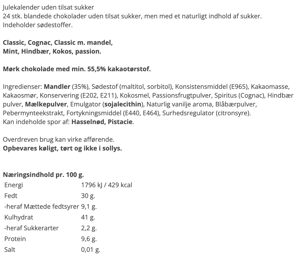 Aalborg Chokoladen - Sukkerfri julekalender