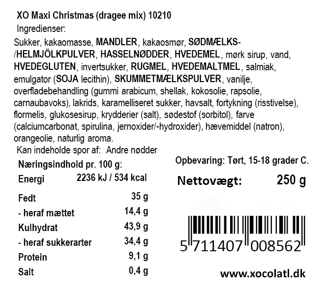 Xocolatl - Blanding af dragé i Glas - XO MAXI CHRISTMAS.