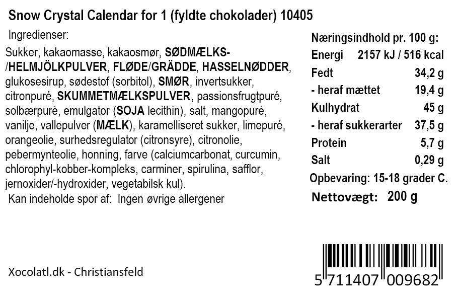 Xocolatl - Snow Crystals - Chokoladejulekalender