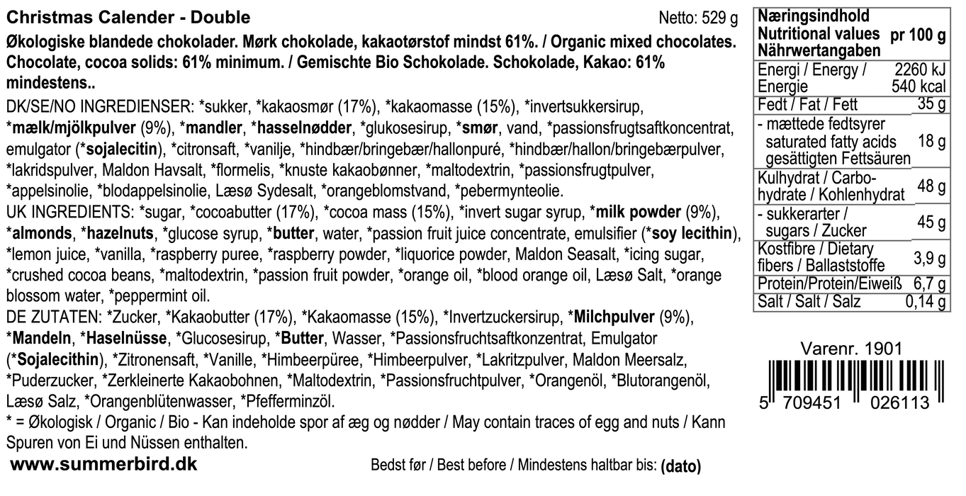 Summerbird Christmas Calendar - double 2024 indhold ingredienser