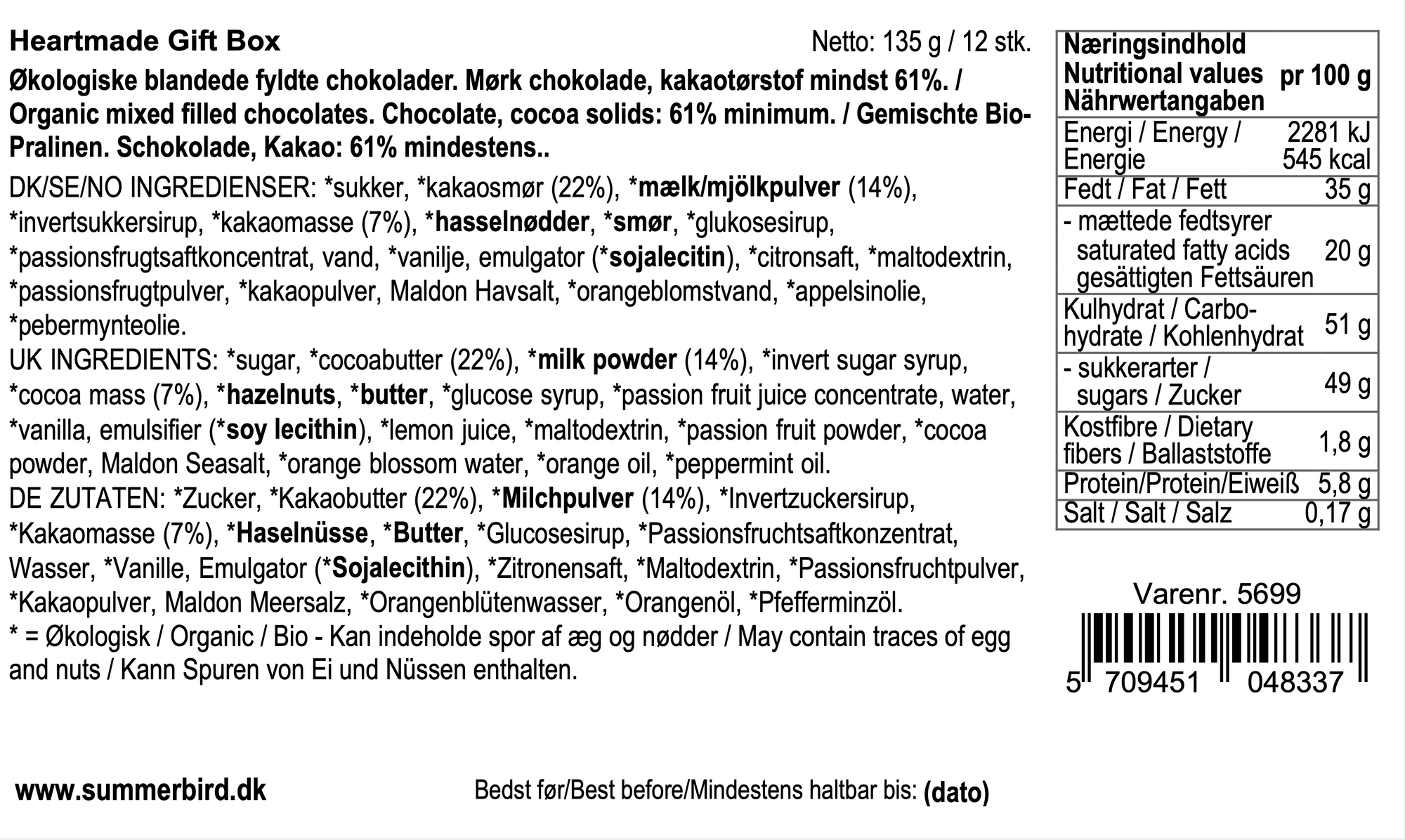 Summerbird - Hjertegaveæske
