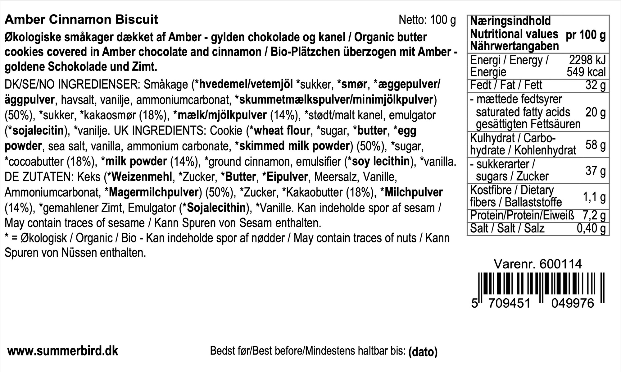 Summerbird - Amber & kanel cookie