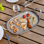 De Buyer rektangulær Mineral B grillpande i jern med to håndtag og grillriller