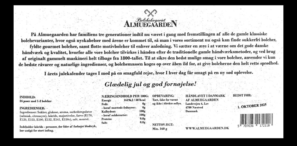 Almuegaarden - Julekalender med lakrids bolcher