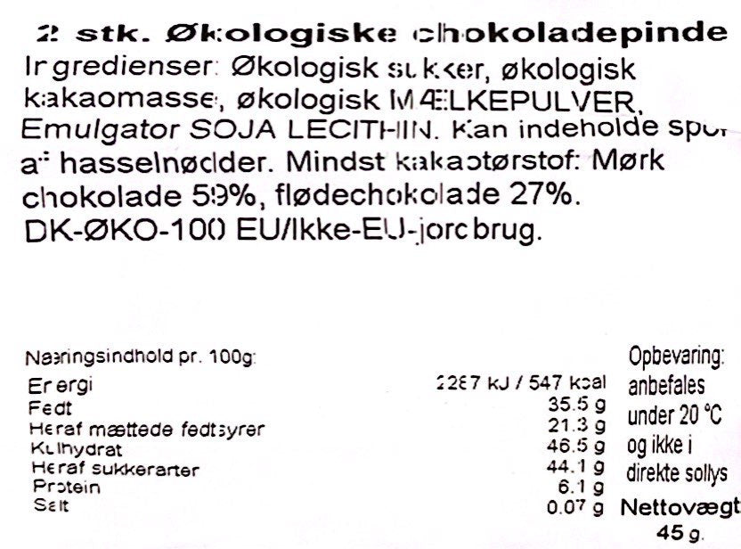 Sv. Michelsen - Økologiske Chokoladepinde