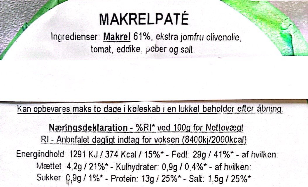 GRØNDALS - Makrelpaté med olivenolie