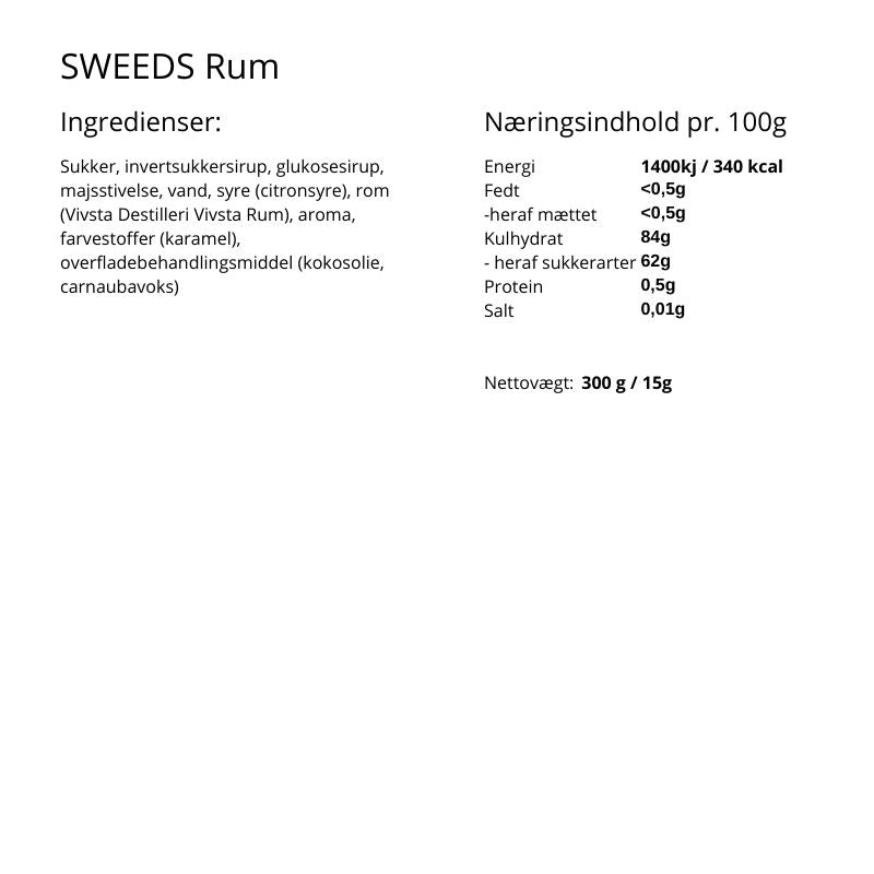 SWEEDS - Rom Vingummi, 50 stk