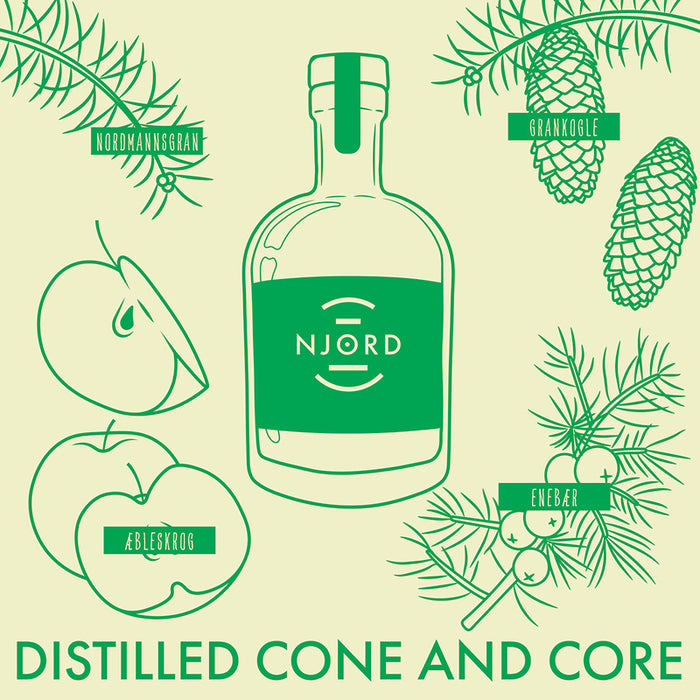 Njord Gin Cone and Core klassisk dry gin gran kogler enebær æbleskrog