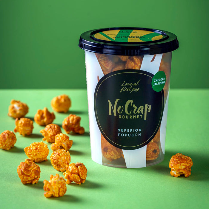 Gourmet Popcorn fra NoCrap med cheddar ost og jalapeno