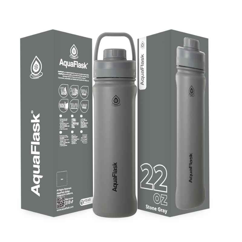 AquaFlask Sports Bottle Stone Gray 650 ml – isoleret drikkedunk termoflaske