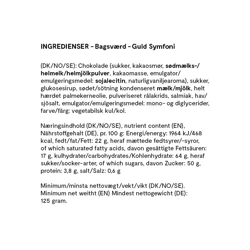 Bagsværd Lakrids Guld Symfoni ingredienser