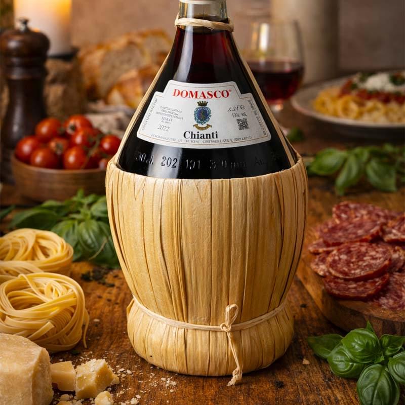 Rødvin i stråflaske - Italiensk Chianti 1/5 l – Kun Det Bedste