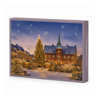 Hjemstavn julekalender fra Kun Det Bedste med motiv af Silkeborgs juletorv og 24 låger med blandet luksusslik