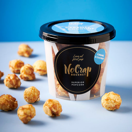 Nocrap gourmet popcorn caramel and coconut