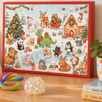 Juleklem julekalender til børn med squishys, fidget legetøj, slik og farverigt julemotiv med nuttede dyr