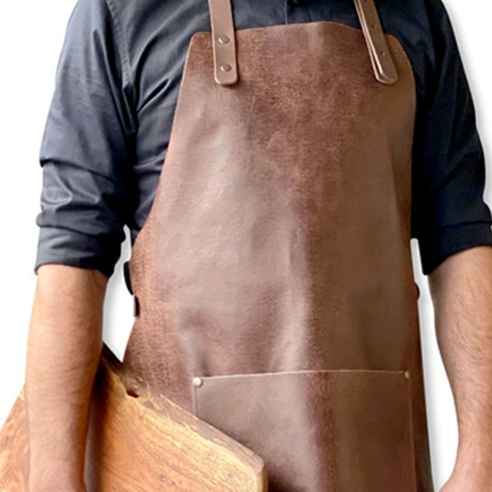stuff design læder forklæde brun mørkebrun