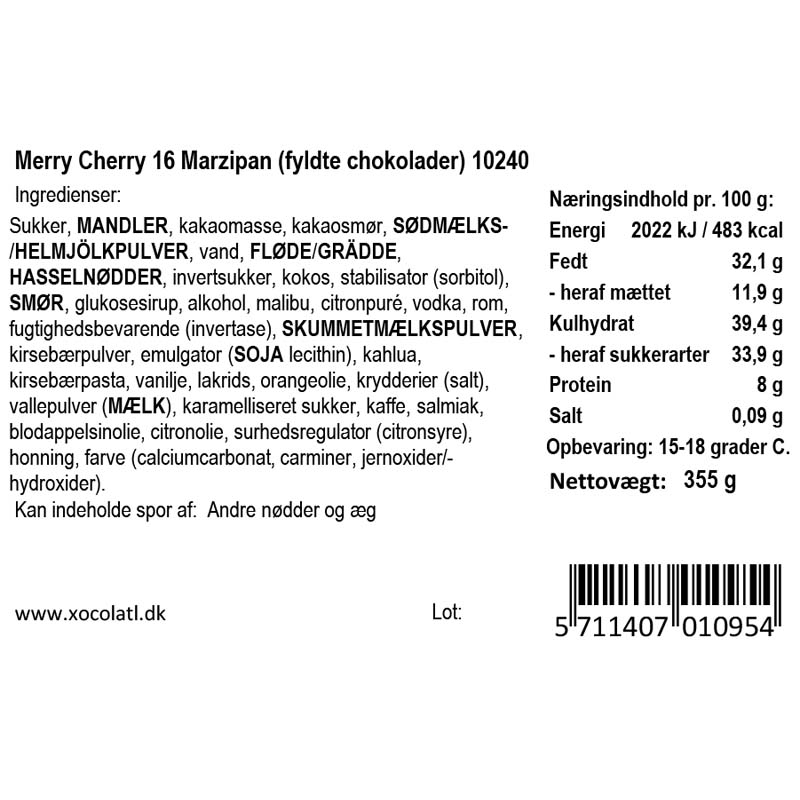 Xocolatl - Merry Cherry 16 Marzipan Mix