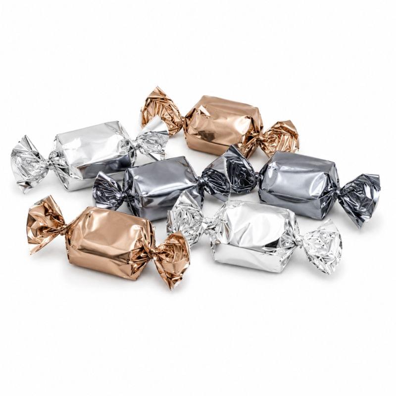 Enkeltindpakkede Xocolatl chokolader i sølv, bronze og mørkegrå flowpack – mix af tre smagsvarianter