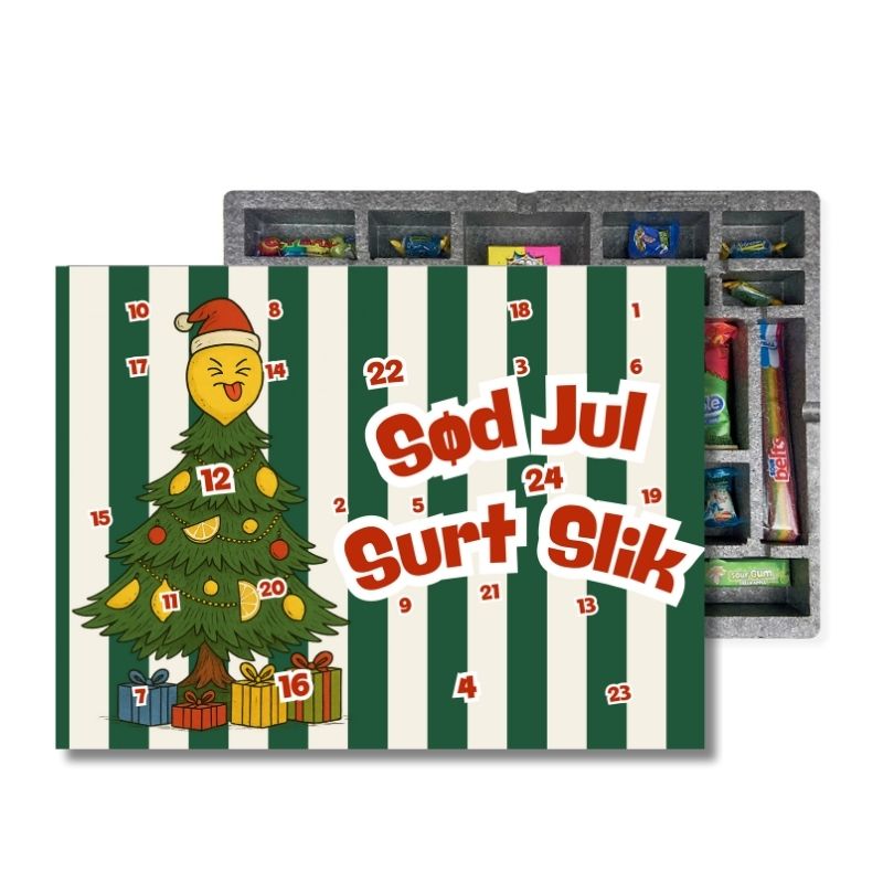 surt slik julekalender 2025 sour candy advent calendar sur