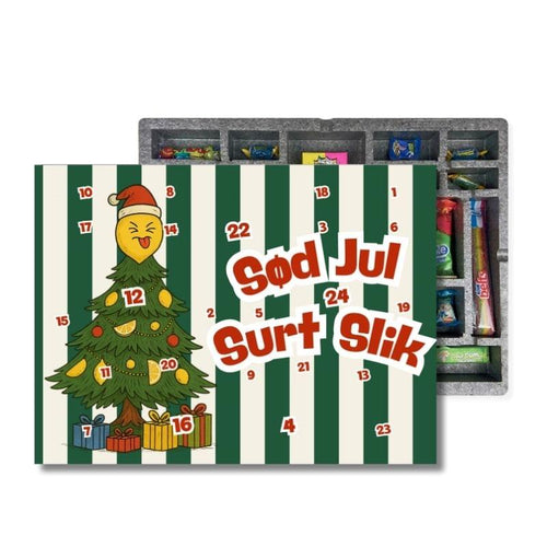 surt slik julekalender 2025 sour candy advent calendar sur