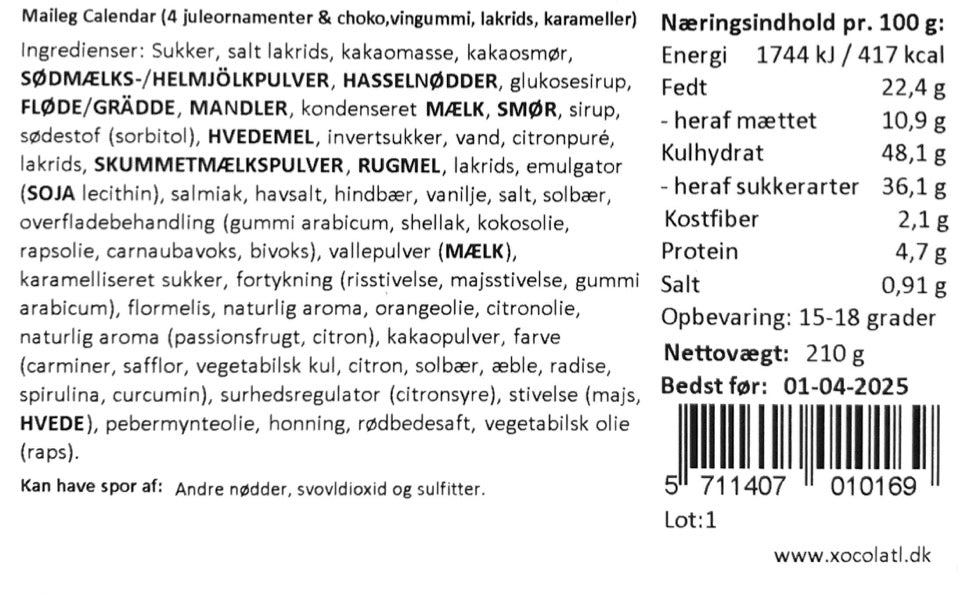 Maileg Julekalender advent calandar 2024 ingredienser