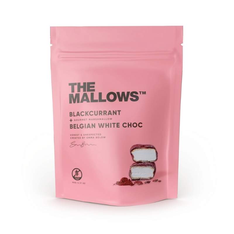 The mallows blackcurrant belgian white choc solbær hvid chokolade