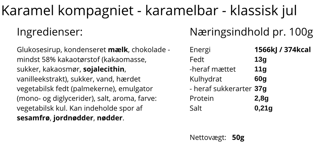 Karamel Kompagniet - Karamelbar, klassisk jul