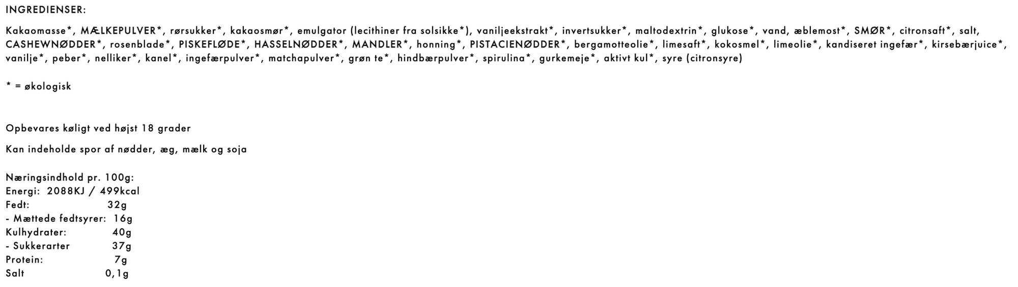 Anker Chokolade - Julekalender, Dele