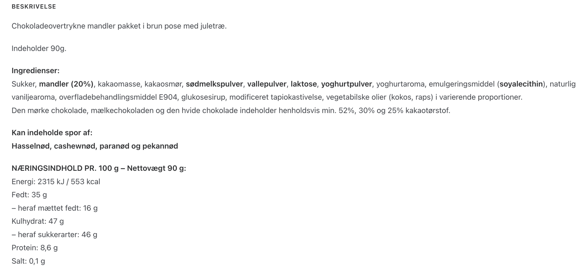 Spice by Spice - All I Want, chokoladeovertrukne mandler