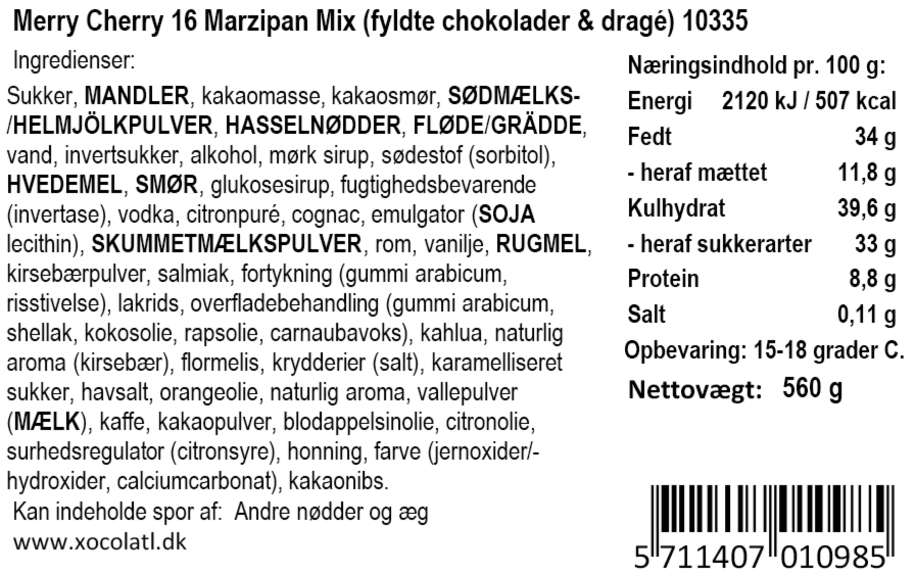 Xocolatl - Merry Cherry 16 Marzipan Mix