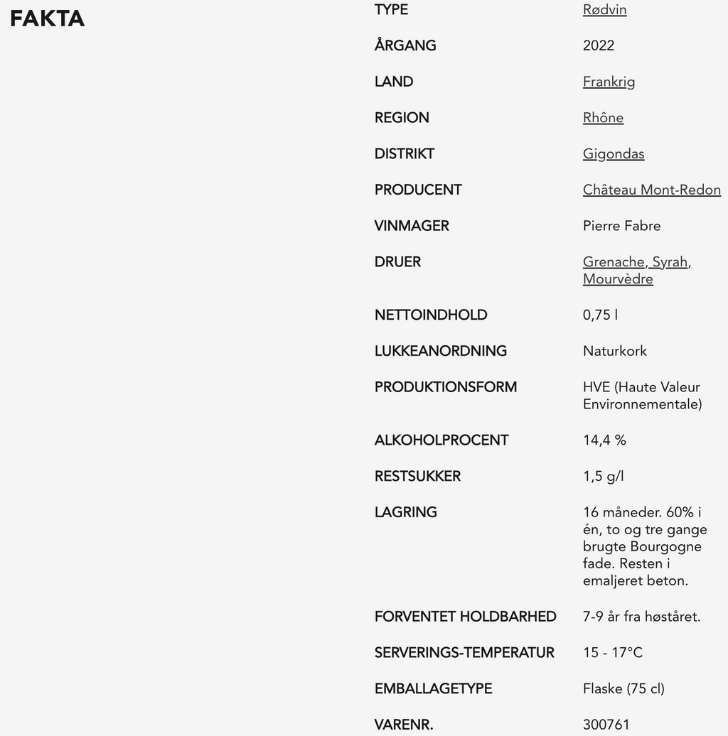 Chateau Mont-Redon - Gigondas Réserve Mont-Redon, 2022