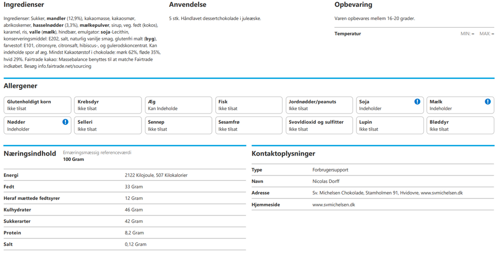 Sv. Michelsen - Fyldte chokolader, 5 stk.