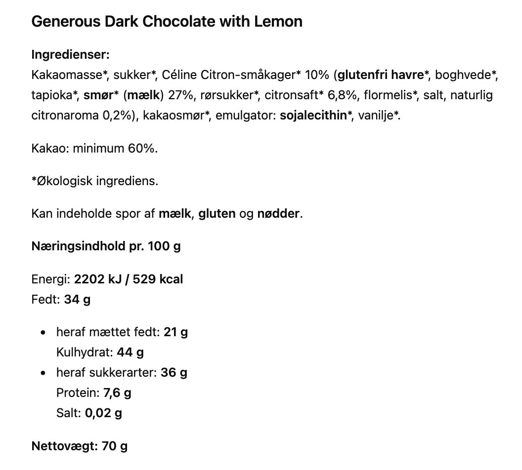 Generous - Mørk chokolade med citron