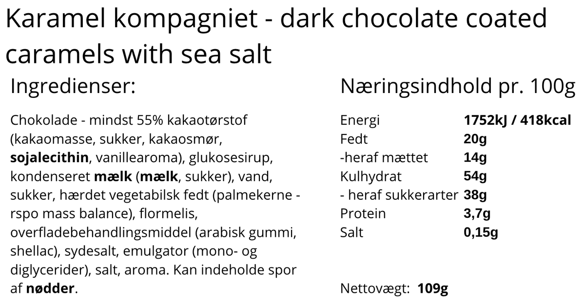 Karamel Kompagniet - Karameller med mørk chokolade & sydesalt.