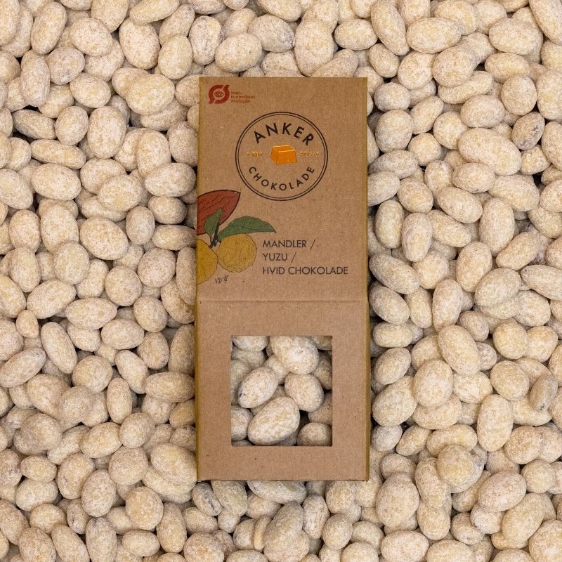 anker chokolade økologisk mandler yuzu hvid chokolade dragée 