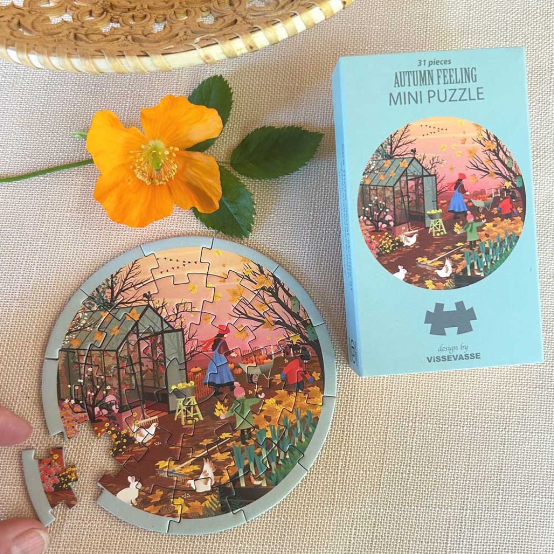 Autumn Feeling – mini puslespil Ø11 cm Vissevasse rundt