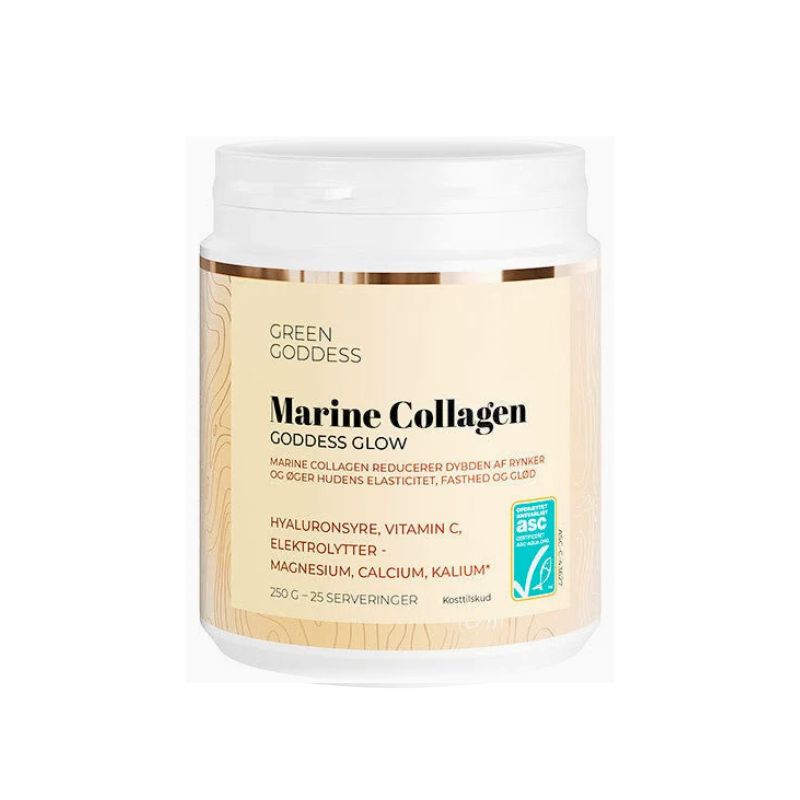 green goddess marine collagen goddess glow hyaluronsyre, vitamin c, elektrolytter