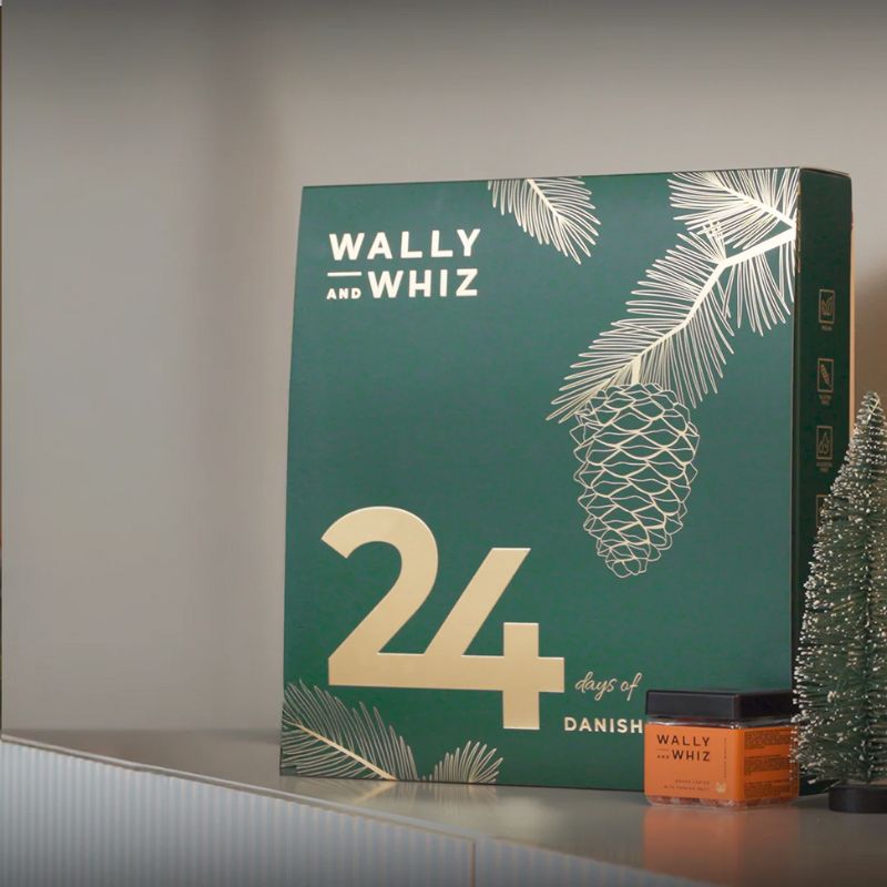 wally whiz grøn julekalender 2025 gourmet vingummi vegansk børn glutenfri wallyandwhiz 