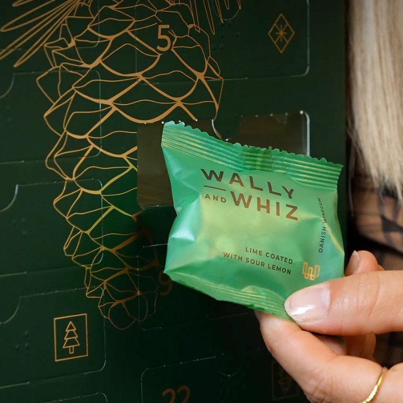 wally whiz grøn julekalender 2025 gourmet vingummi vegansk børn glutenfri wallyandwhiz 