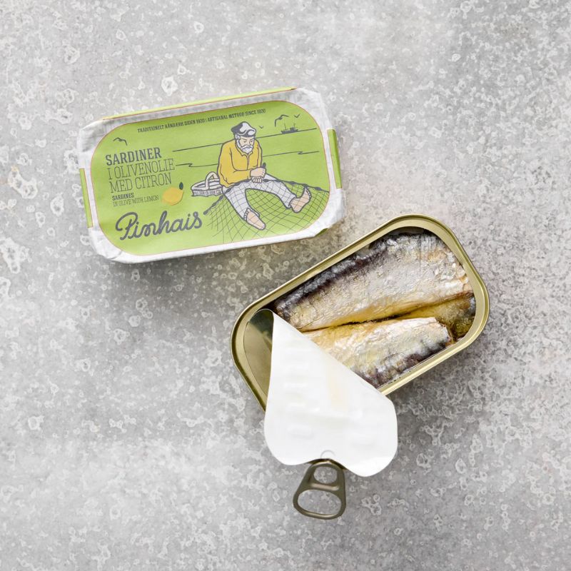 Grøndals sardiner – med citron og olivenolie (håndpakkede) gourmet luksus fiskekonserves prep prepping