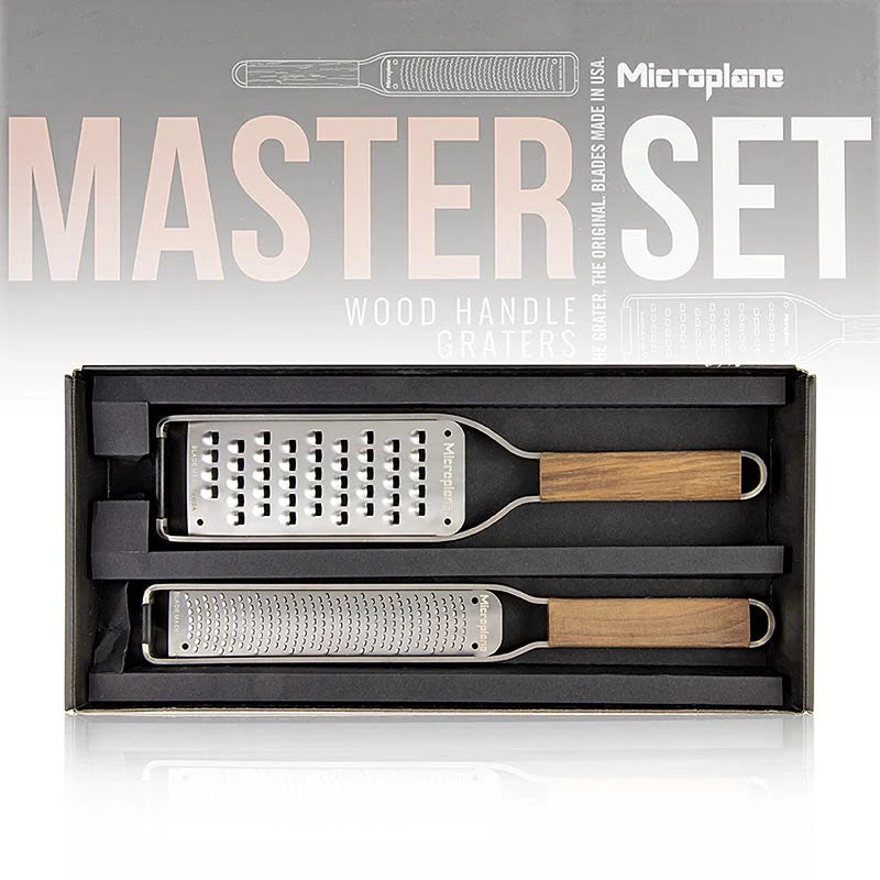 master set microplane wood handle graters træ rivejern