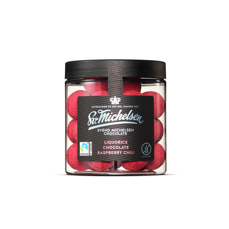 Sv. Michelsen - Lakrids med hvid chokolade, hindbær & chili