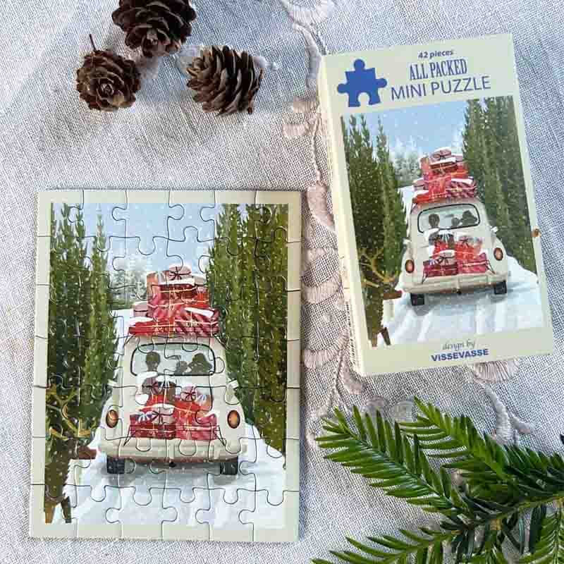 vissevasse puslespil mini 42 brikker adventsgave allpacked puzzle gaveide