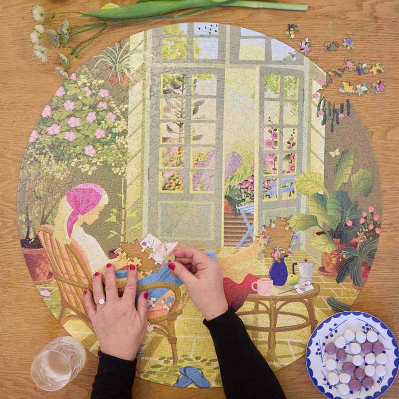 vissevasse puslespil morning glow forårsmotiv 1000 brikker rundt puslespil