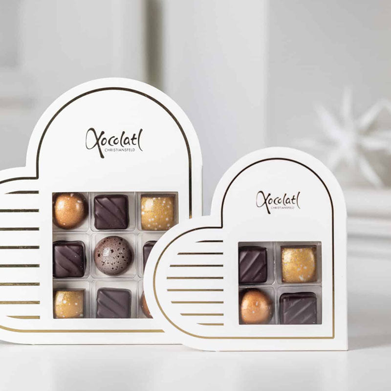 Xocolatl - Hvid hjerteæske, 4stk.