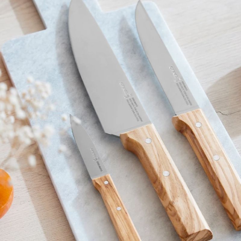 Opinel Parallèle Olive Trio Set knivsæt oliventræ