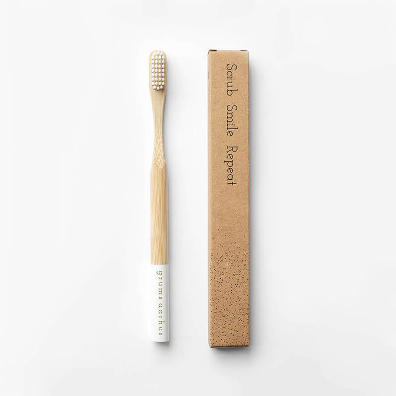 grums - Bambus Tandbørste - Hvid