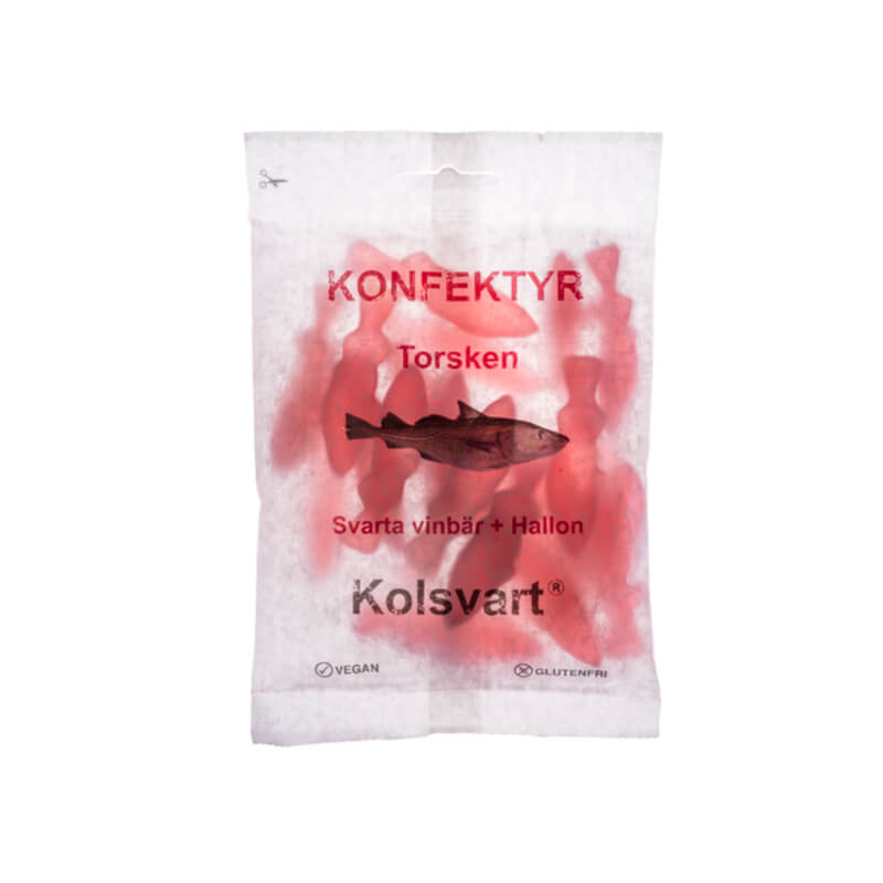Se Kolsvart - Torsk Vingummi - Solbær og Hindbær hos Kun Det Bedste