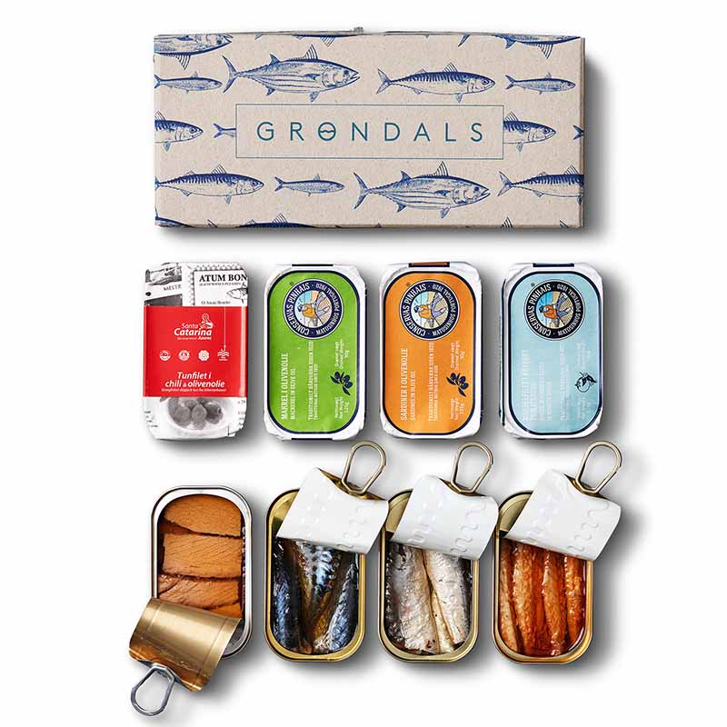gourmet gaveidé gavekasse konserves grøndals fisk